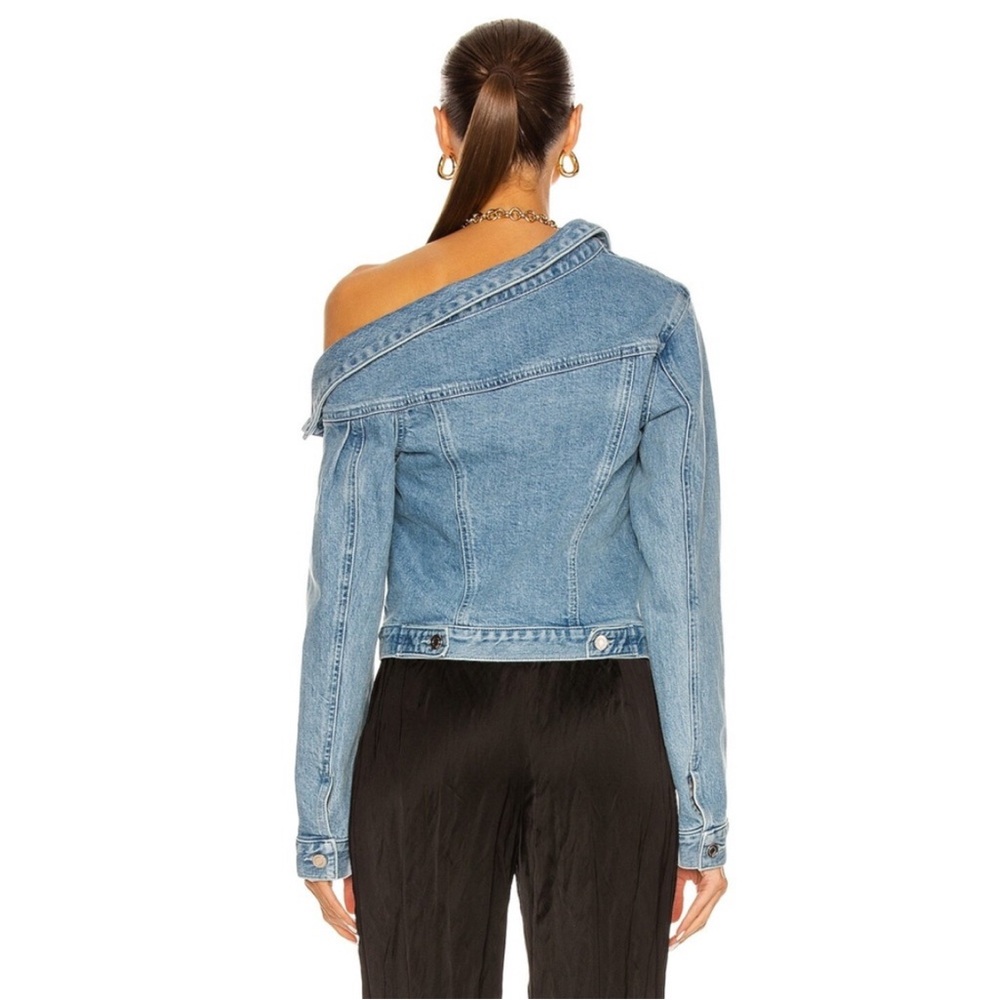 (135) NEW RtA Rebecca One Shoulder Denim Jacket Natural Blue XS - Picture 7 of 17